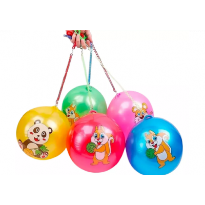 BOLA DE PLASTICO COLORIDA COM CORDINHA